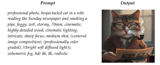 Here, the prompt did not specify every detail of the output. The large language model generated the type of cat, the size of the cat, and the collared shirt worn by the cat. As a result of this, the Copyright Office noted that this image is not copyrightable.